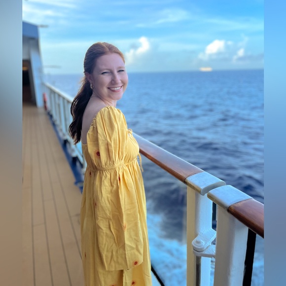 Free People Emory Yellow Embroidered Long Sleeve midi dress size X-small - Picture 7 of 9